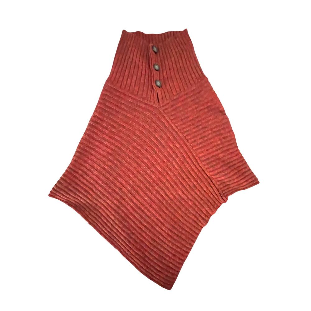 Nomadic Traders - Women's Small(Fits M/L) Poncho - Ribbed Knit - Button Neck-EUC